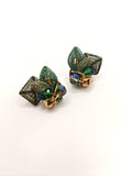 Biċe stud earrings in green tones