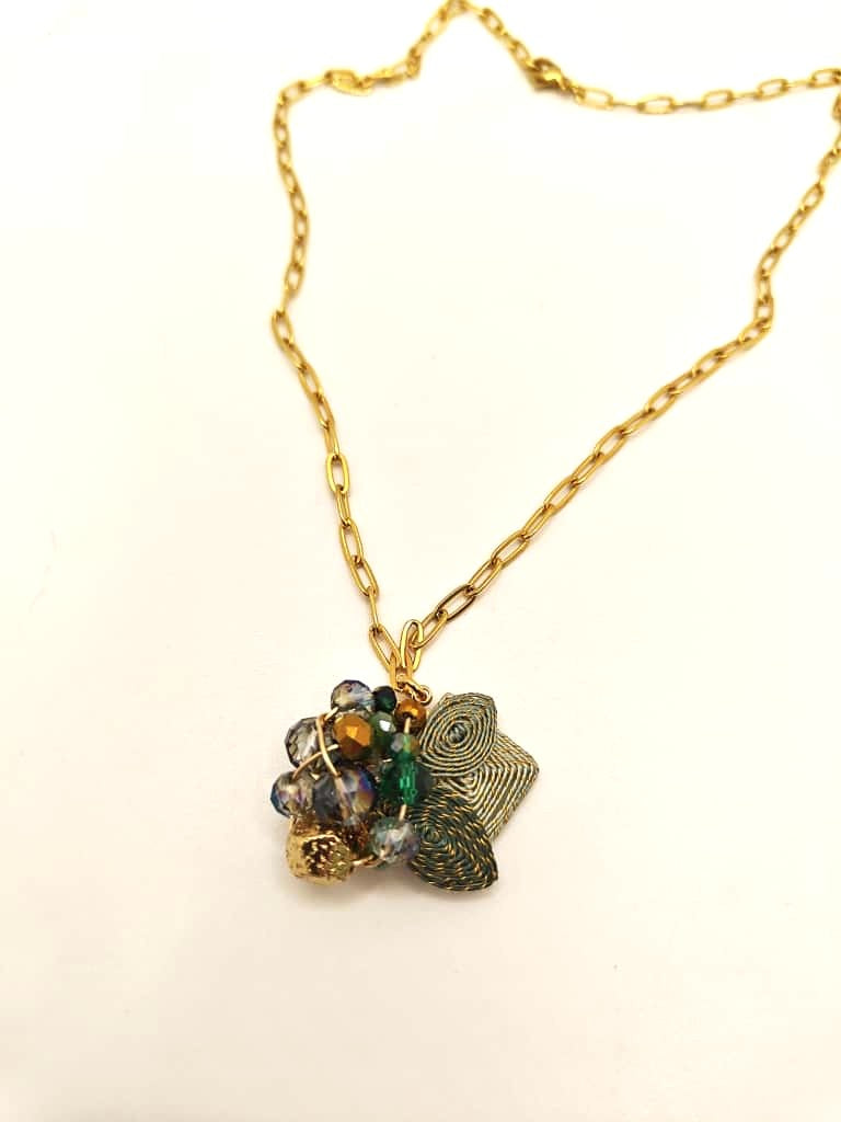 Biċe pendant necklace in green tones