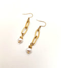 Chunky chain freshwater pearl earrings