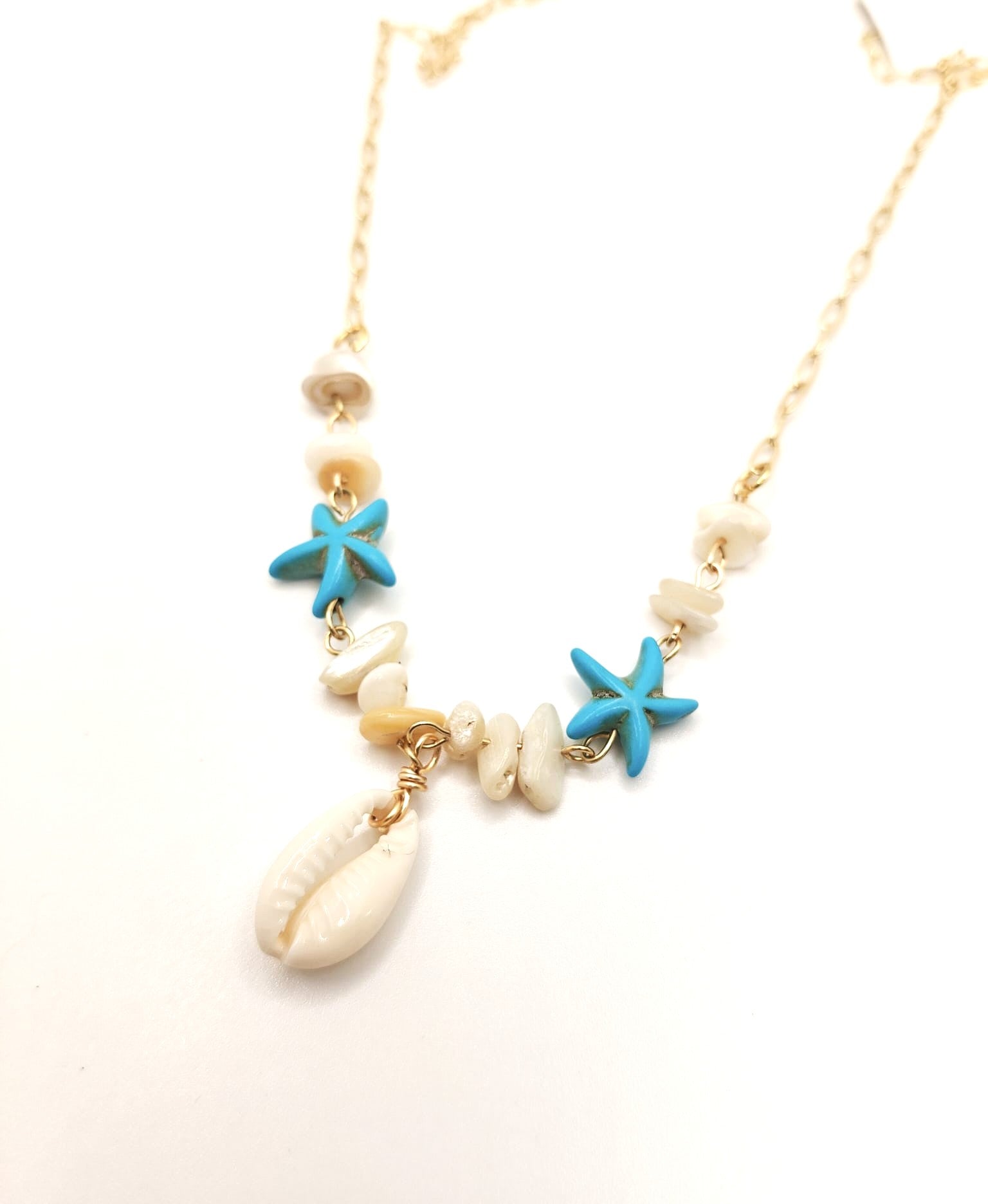 Summer Vibes: starfish cowrie shell necklace
