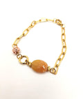 Pink lava orange stone bracelet